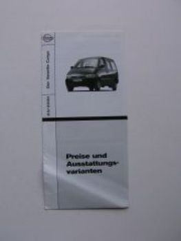 Nissan Vanette Cargo Preise & Ausstattungsvarianten 3/2000