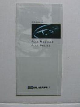 Subaru Preisliste alle Modelle 8/2000 NEU