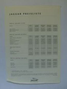 Jaguar XJ, XK-Type, S-Type Preisliste Mai 2000