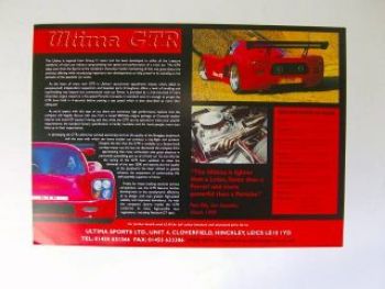 Ultima Sports GTR Prospektblatt UK England 3/1998 NEU