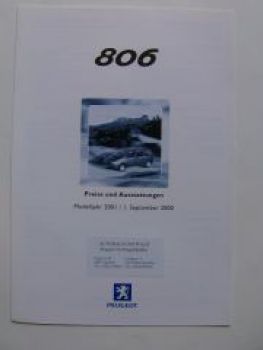 Peugeot 806  9/2000 Preisliste