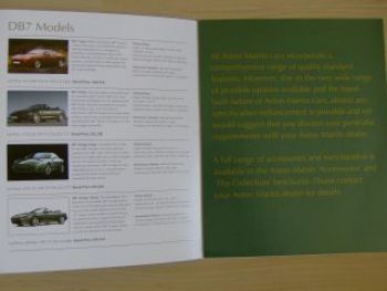 Aston Martin Price List DB7 +Vantage +V8 Models UK England