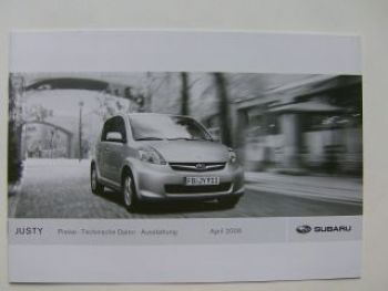 Subaru Justy Preisliste April 2009 NEU