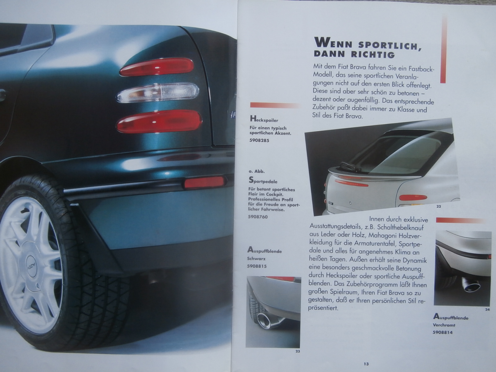 Druckausgabe Fiat Brava Katalog Zubehör im Jahre 1995 : Autoliteratur Höpel