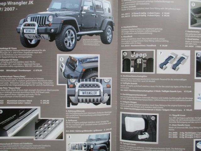 Druckausgabe Hansen Styling Parts Jeep Wrangler Zubehör Katalog :  Autoliteratur Höpel