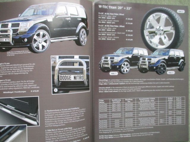 Druckausgabe Hansen Styling Parts Dodge Nitro Zubehör Katalog :  Autoliteratur Höpel