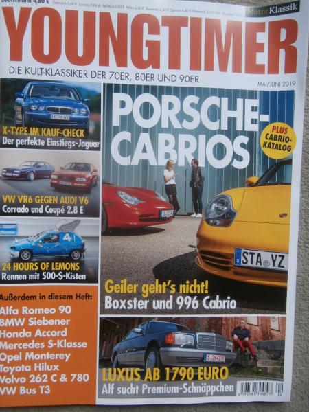 Youngtimer 5+6/2019 Boxster vs. 996 Cabrio,Corrado VR6 vs. Audi Coupé V6 2.8E,X-Type,Volvo 262C vs. 780 Coupé