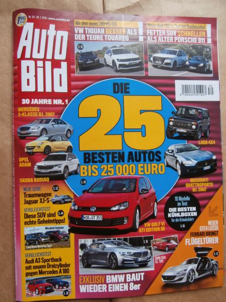 Auto Bild 30/2016 VW Tiguan vs. Touareg, Audi SQ7 vs. 911 (996),A3 Sportback 1.0TSI vs. A180 W176