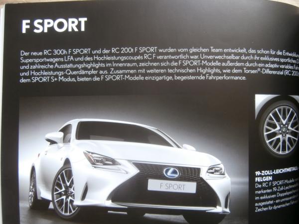Lexus RC 200t 300h +F Sport Prospekt November 2015 +Preisliste NEU