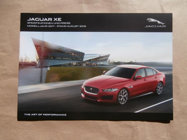Jaguar XE Pure  Prestige Portfolio R-Sport S Modelljahr 2017 Preisliste August 2016