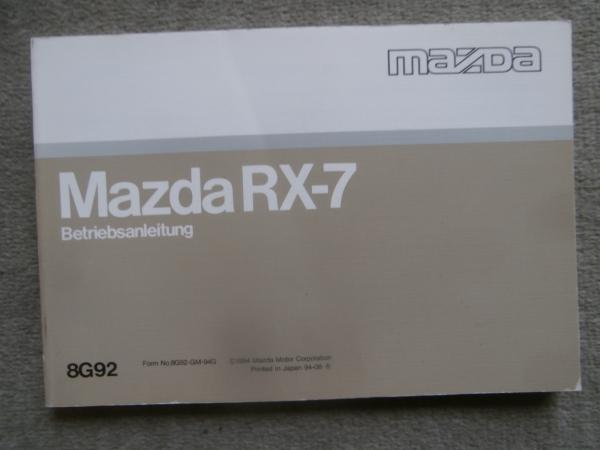 Mazda RX-7 Betriebsanleitung 1994 NEU