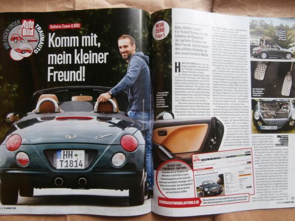 Auto Bild 32/2016 320GT F34 Dauertest,Daihatsu Copen, Smart Crossblade,Ateca vs. Tuson vs. Kadjar vs. Qashqai