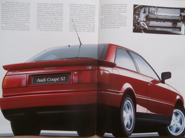 Audi Coupé S2 Prospekt Januar 1991 Rarität
