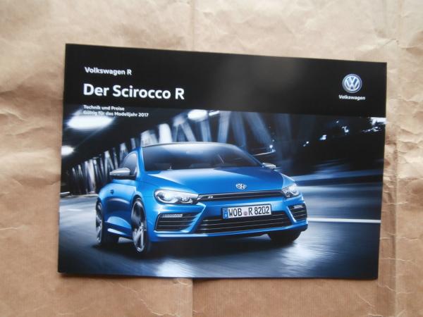VW Scirocco R Modelljahr 2017 Preisliste NEU
