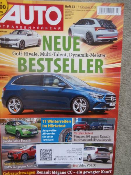 Auto Strassenverkehr 23/2018 Peugeot 508 PureTEch 225 vs. Renault Talisman TCe 200 vs. Superb 2.0TDI,Fabia 1.0TSI
