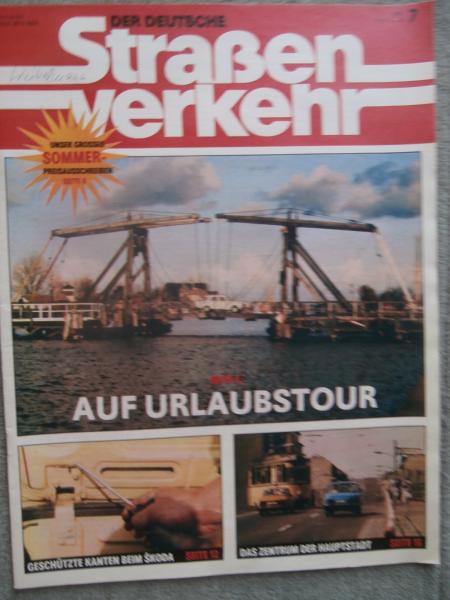 Der Deutsche Straßenverkehr 7/1985 Moskwitsch 2141,Yamaha FZ750,Lada 2108,Velourex 700,Citoren Visa,Autoradio Tesla 2110 B-1