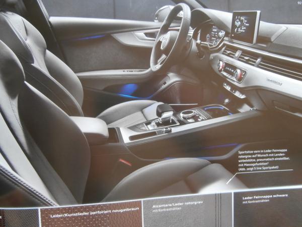 Audi A4 S4 +Avant (Typ 8W) B9 Prospekt April 2016 NEU