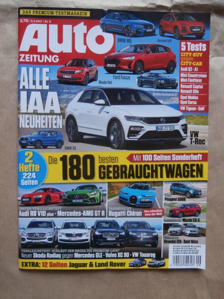 Auto Zeitung 9/2017 AMG GT C Roadster, GTC4 Lusso T, e-Golf, GTE,Golf R, Picanto,CX-5,Swift,i20,Ibiza,