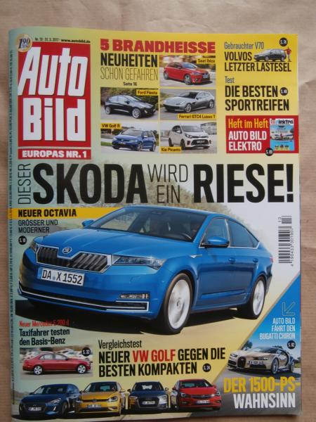 AutoBild 13/2017 Mercedes Benz E200d BR213 TAXI,Bugatti Chiron, Volvo V70,Golf 1.5TSI vs.A3 Sportback 1.4TSI