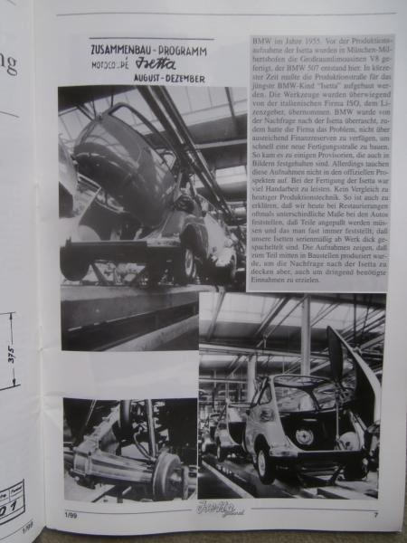 Isetta Journal 1/1999 Mitglieder Zeitschrift Isetta Fertigung,Kleinwagenbremsen,Jahrestreffen 1999