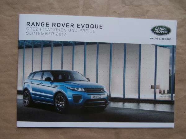 Range Rover Evoque Typ L538 Preisliste  +Cabrio 9/2017