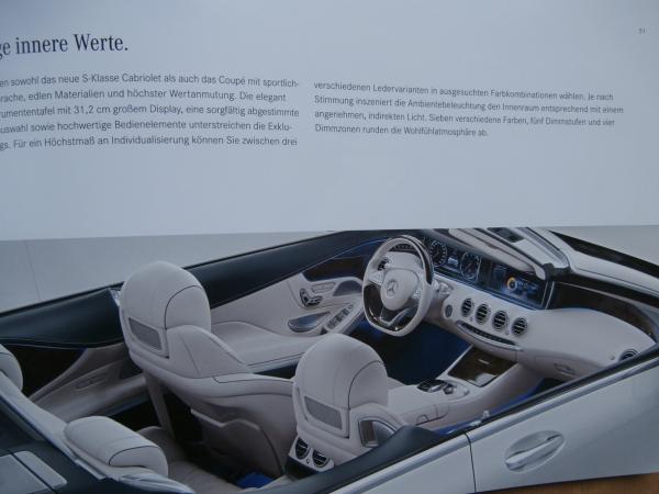 Mercedes Benz S-Klasse Cabriolet & Coupé S500 S63 S65 AMG März 2016 NEU