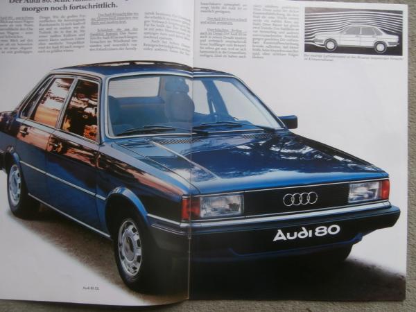 Audi 80 (Typ81) 40kw 55kw 63kw 81kw GLE +Farben/Polster Prospekt Januar 1980