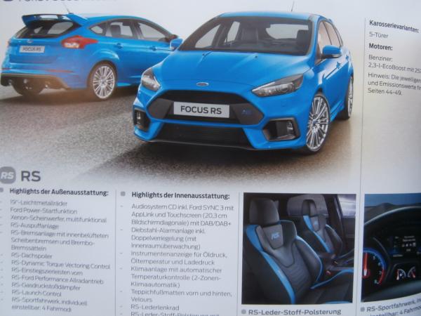 Ford Focus +Business Edition +ST-Line +ST + RS Katalog Dezember 2016