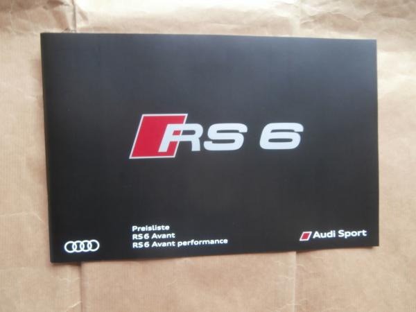 Audi RS6 Avant +performance Preisliste Juni 2016 NEU