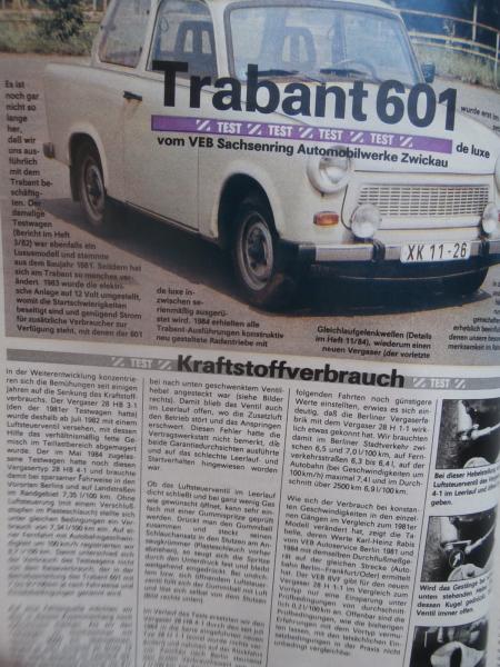 Der Deutsche Straßenverkehr 12/1984 Trabant 601 S de luxe,Polski Fiat 125p, Dacia 1310 Bremse,Wartburg 353,Alfa Romeo 90