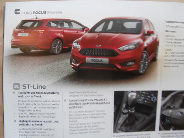Ford Focus +Business Edition +ST-Line +ST + RS Katalog Dezember 2016