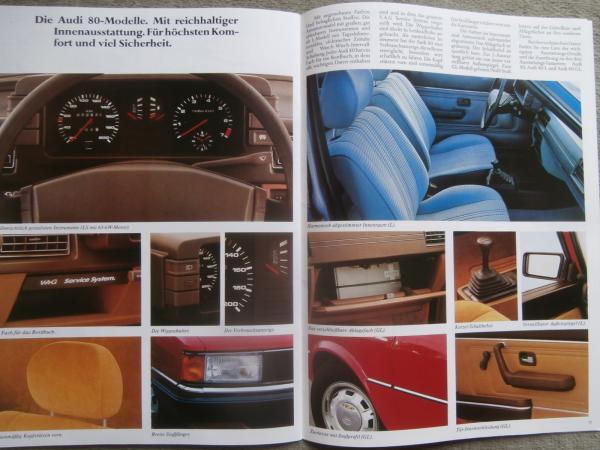 Audi 80 (Typ81) 40kw 55kw 63kw 81kw GLE +Farben/Polster Prospekt Januar 1980