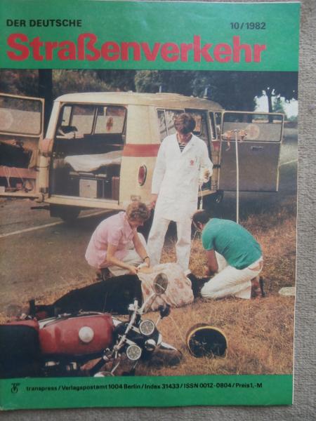 Der Deutsche Straßenverkehr 10/1982 Wartburg Registervergaser BVF40F und Jikov,Reifen für PKW,