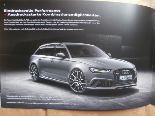 Audi RS6 Avant performance (Typ 4G) Mappe Oktober 2015 NEU