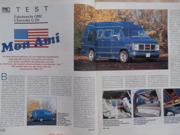 Motorcaravan Magazin 2/1992 La strada Sienal L auf Mercedes Benz 100, GMC GM20 AM-Van,Luna Holiday