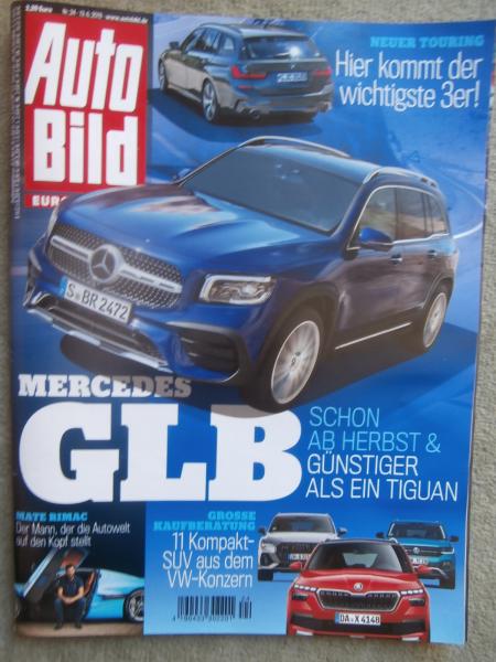 Auto Bild 24/2019 Mercedes GLB,BMW 3er Touring G21,Q3 40TFSI,Q3 2.0TDI,Z4 M40i,Kona 1.0T-GDI,Mustang Bullit