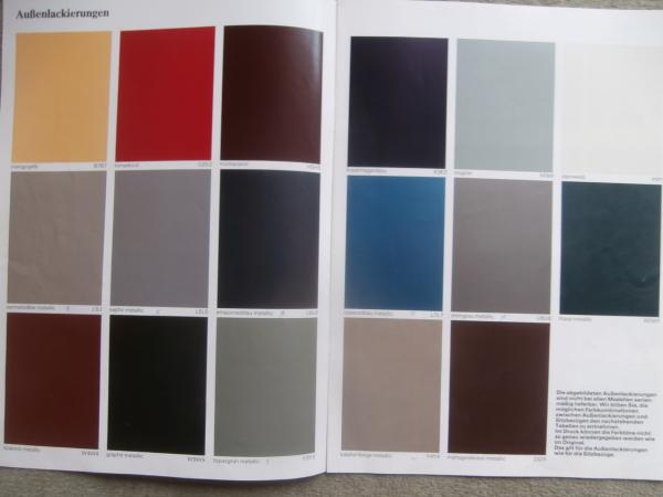 Audi Farbprogramm 1984/85 +Sitzbezüge 80 +quattro,100, 200,Coupé