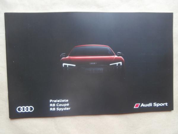 Printausgabe Audi R8 Preisliste im Oktober 2017 : Autoliteratur Höpel