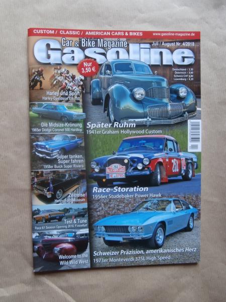 Gasoline Car & Bike Magazin 4/2018 Dodge Coronet 500 Hardtop von 1965,Harley-Davidson XR-750,