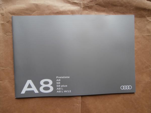 Audi A8 +S8 +S8 plus +L +W12 Preisliste 28.4.2016 NEU