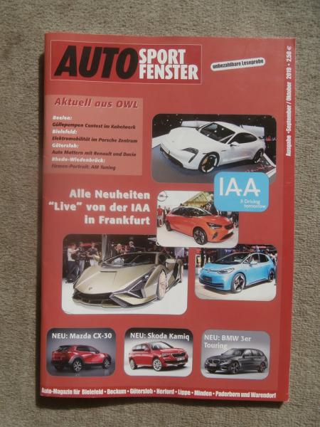 Auto Sport Fenster 9+10/2019 IAA,BMW 3er Touring G21,Skoda Kamiq,Triumph Rocket3,Mazda CX-30,CrossCamp Reisemobil