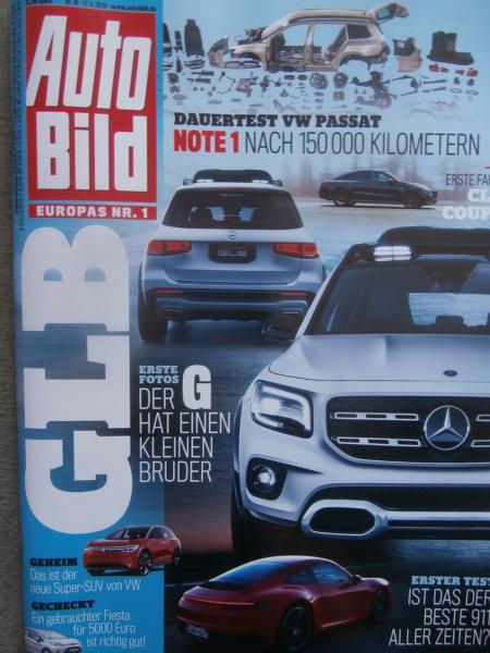 Auto Bild 16/2019 Mercedes Benz GLB,VW I.D. Roomzz,Porsche 911 Carrera 4S (992), CLA, VW Passat 1.8TSI Dauertest