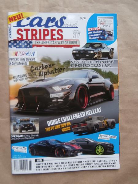 cars and stripes 2/2017 Pontiac Firebird Trans Am,Mustang S550, BBM Dodge Challenger Hellcat,