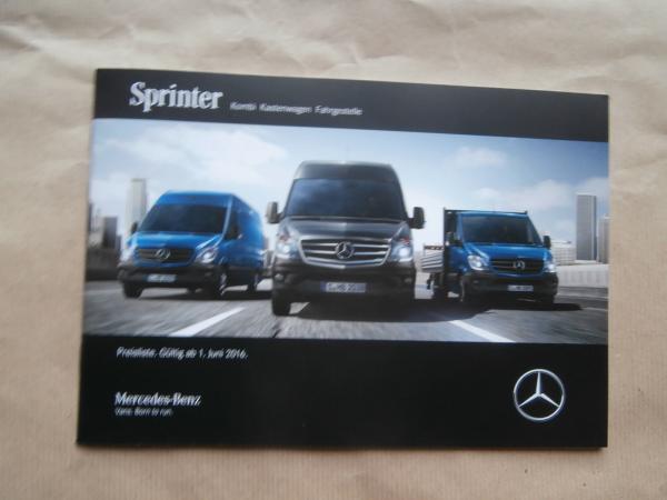 Mercedes Benz Sprinter Kombi Kastenwagen Fahrgestelle Preisliste 1.Juni 2016