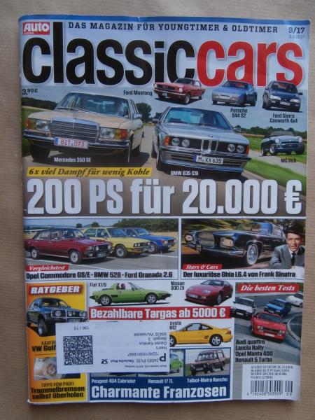 auto zeitung classiccars 9/2017 Vergleich Mustang vs. 944 S2 vs. Sierra Cosworth 4x4 vs. MG RV8 vs. 635CSi E24 vs. 350SE W116,