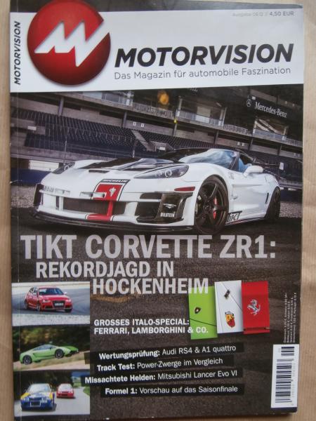 Motorvision 6/2012 Corvette ZR1,Audi RS4 vs. A1 Quattro, Lancer Evo VI,Abarth 695 Tributo Ferrari,156 GTA,