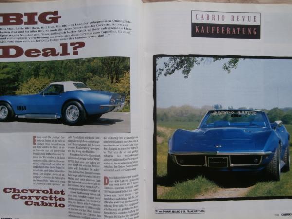 Cabrio Revue 7/1993 Chrysler LeBaron,Elia Clio Cabrio, Porsche 911 Speedster,Austin-Healey,Corvette, Kadett E Cabriolet,