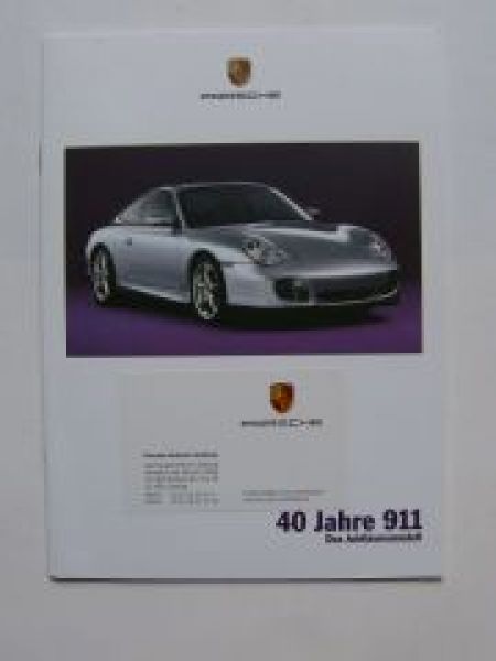Porsche 911 (996) 40 Jahre Jubiläumsmodell Prospekt Mai 2003