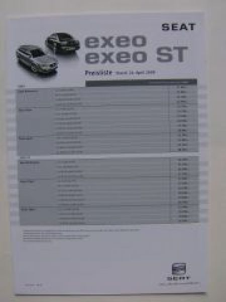 Seat Exeo +ST Preisliste 24.April 2009 NEU