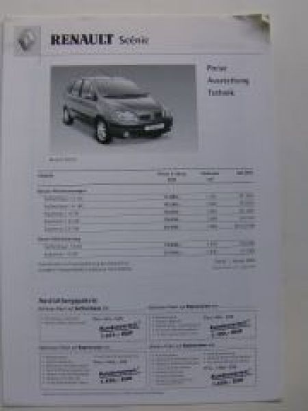 Renault Scenic Preisliste Januar 2003 NEU